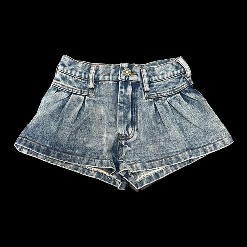 Denim Pleated Shorts