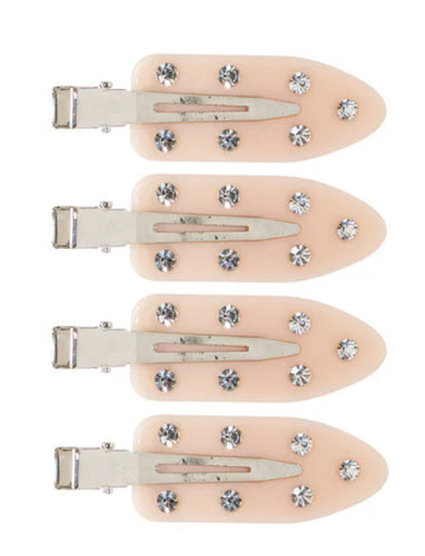 Emi Jay Set of 4 Popstar Clips - Creamy Pink with Rhinestones