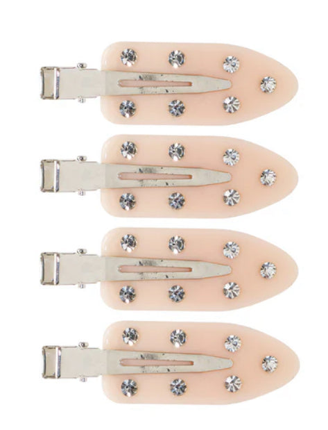 Emi Jay Set of 4 Popstar Clips - Creamy Pink with Rhinestones