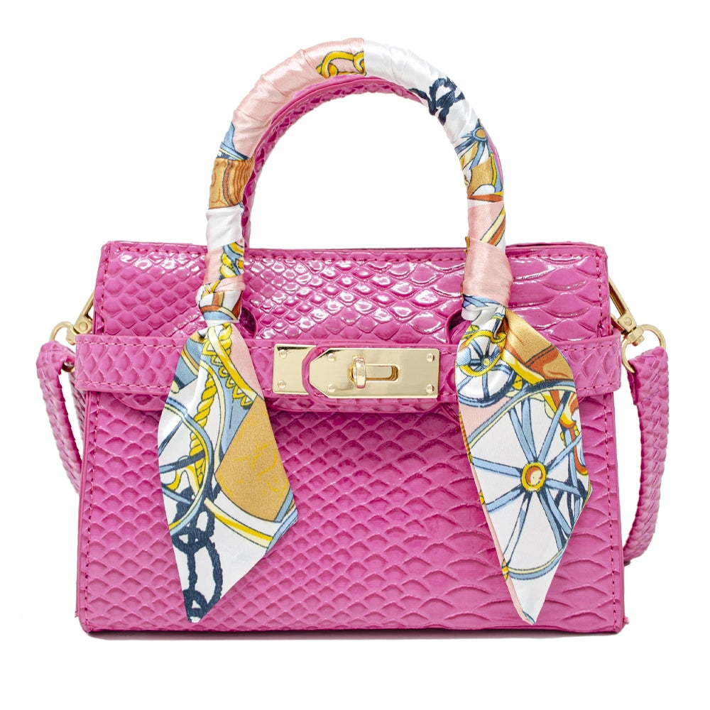 Faux Crocodile Scarf Handbag
