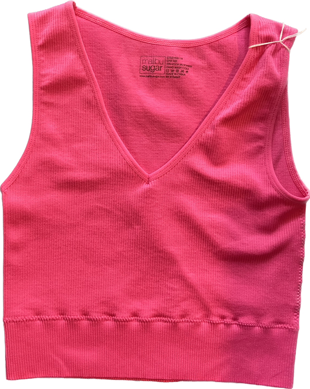 Sleeveless V Neck Top with Banded Bottom