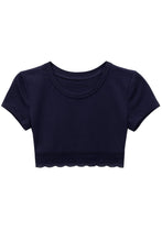 Load image into Gallery viewer, Lindsay Cropped Lace Trim Tee
