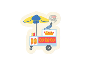 NYC Food Cart and Pigeon Sticker
