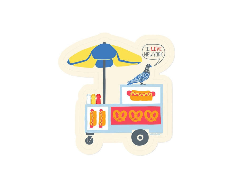 NYC Food Cart and Pigeon Sticker