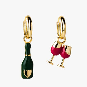 Champagne & Glass Hoop Earrings
