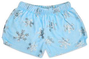 Shimmering Snowflakes Plush Shorts