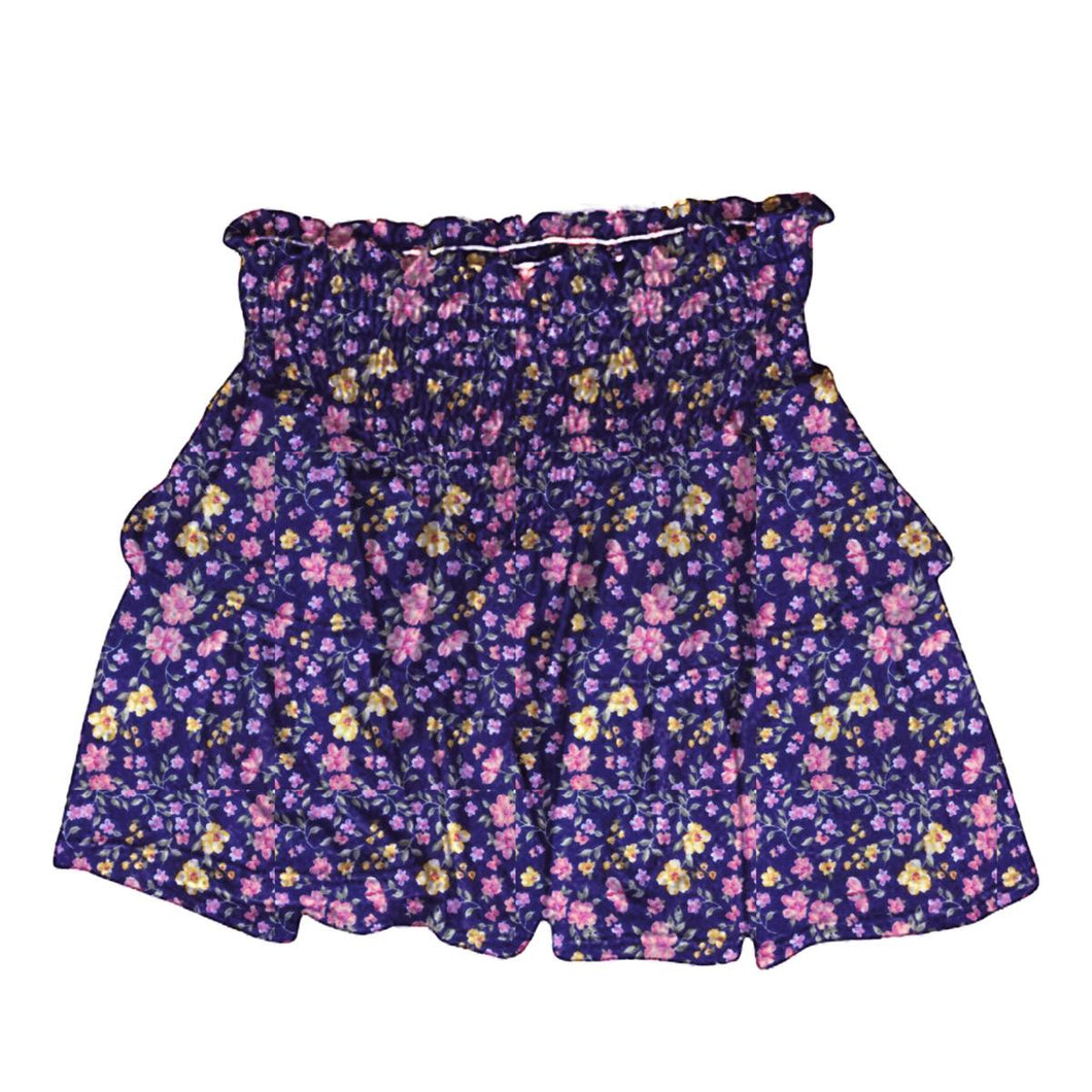 Navy Floral Ruffle Skirt