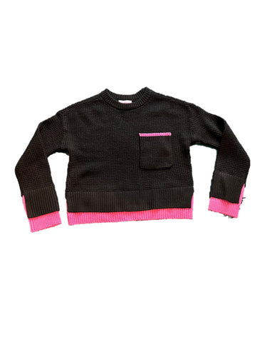 One Pocket Crop Waffled Sweater