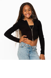 Black Zip Up Cardigan