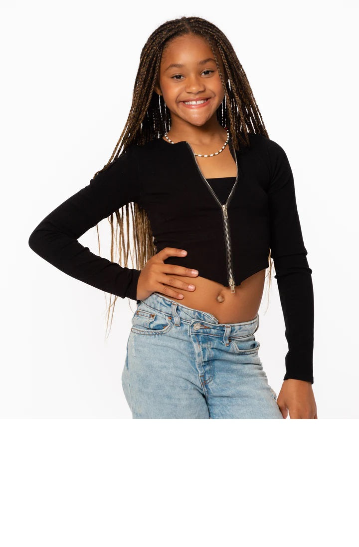 Black Zip Up Cardigan