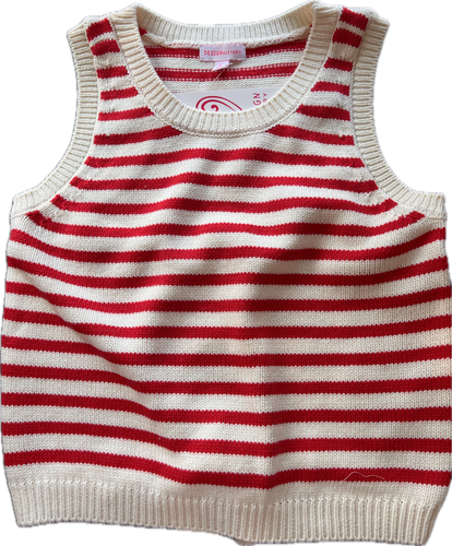 Red Stripe Sleeveless Sweater