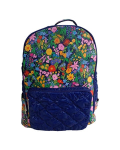 Floral Navy Quilted Backpack