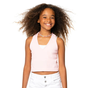Malibu Sugar Crop Ribbed V Neck