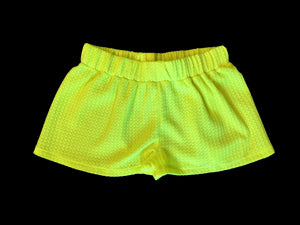 Neon Yellow Waffle Knit Shorts