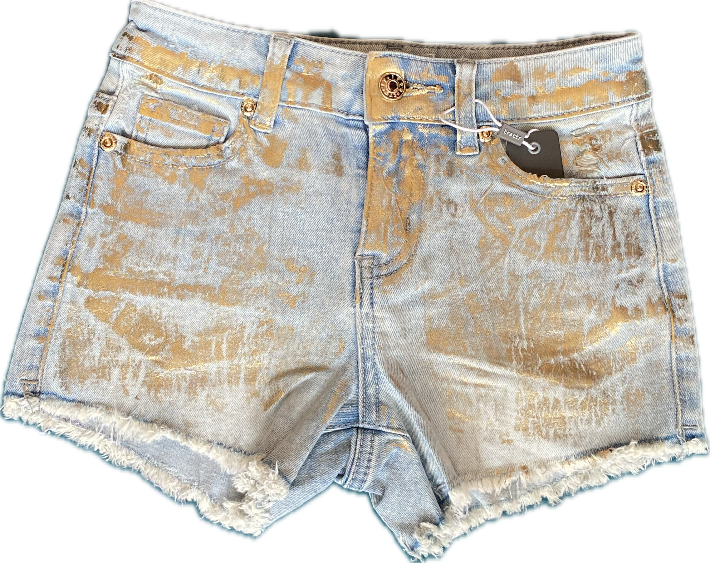 Metallic denim shorts shop