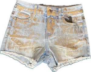 Metallic Wash Denim Shorts