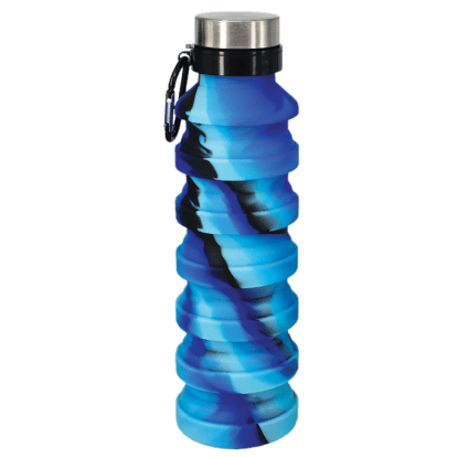 Blue & Black Silicone Collapsible Waterbottle