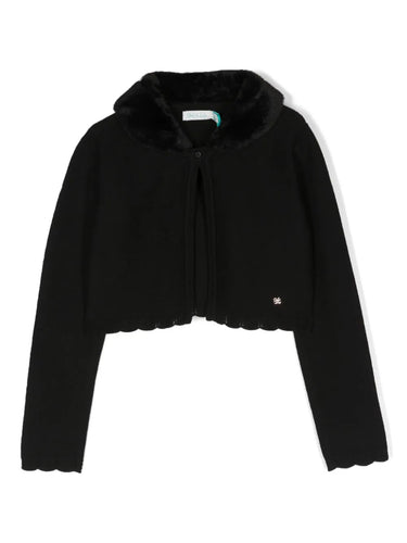 Faux Fur Collar Cardigan