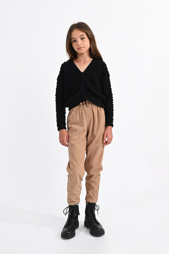 Black Knitted Cinch Sweater