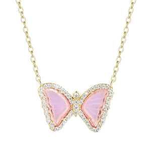 Mini Butterfly Necklace - Light Pink