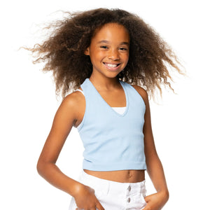 Malibu Sugar Crop Ribbed V Neck